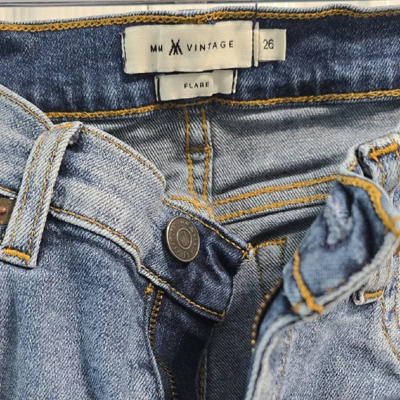 MM Vintage Embroidered Light Blue Denim Flare Jeans - Picture 3 of 14